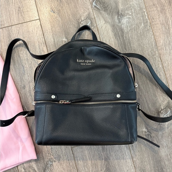Kate Spade Medium Black Pebbled Leather Backpack